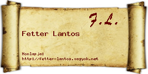 Fetter Lantos névjegykártya